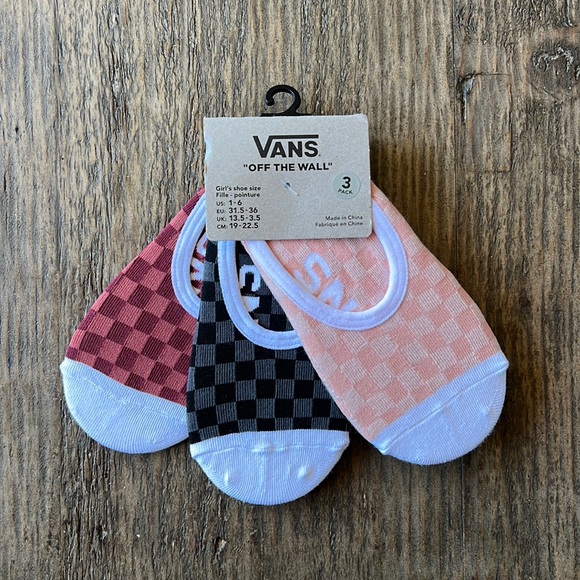 Vans Accessories - Vans no show socks-3 pack. Pink/black/maroon checkered Women’s/Girls Sz: 1-6 NWT